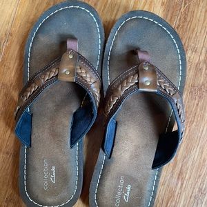 Clarks braided flip flops